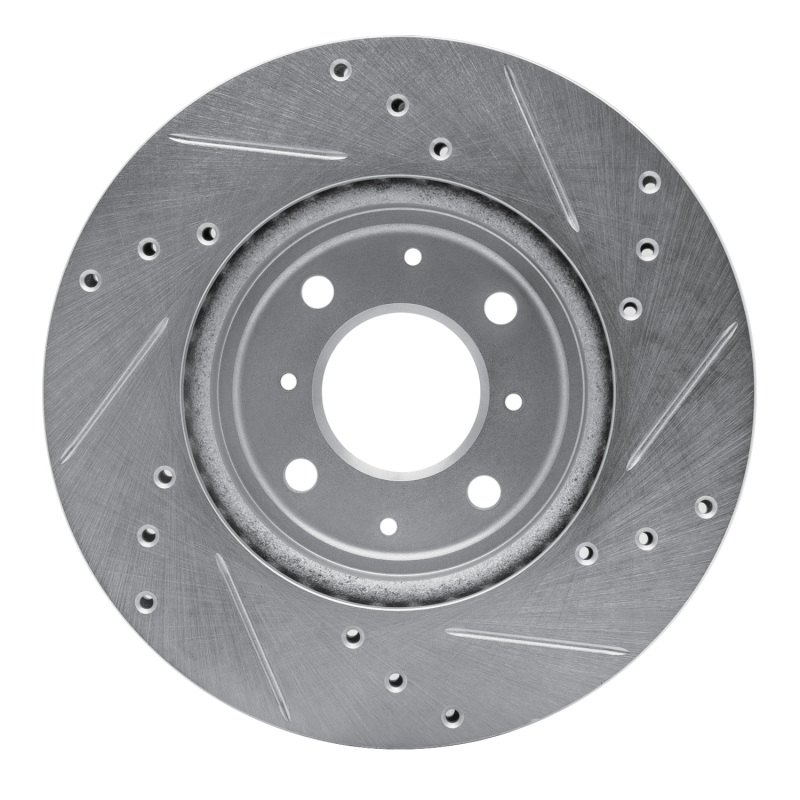 Honda Fit Brake Rotor (1) - Front Left - R1 Concepts - Drilled & Slotted - Silver - `15-`20